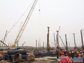 北京新机场现场 工程机械热火朝天施工忙